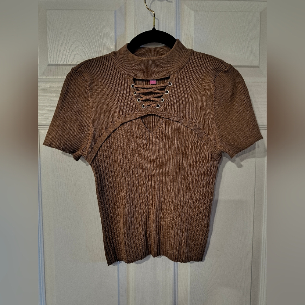 No Boundaries Sz L Brown Juniors Crop Top